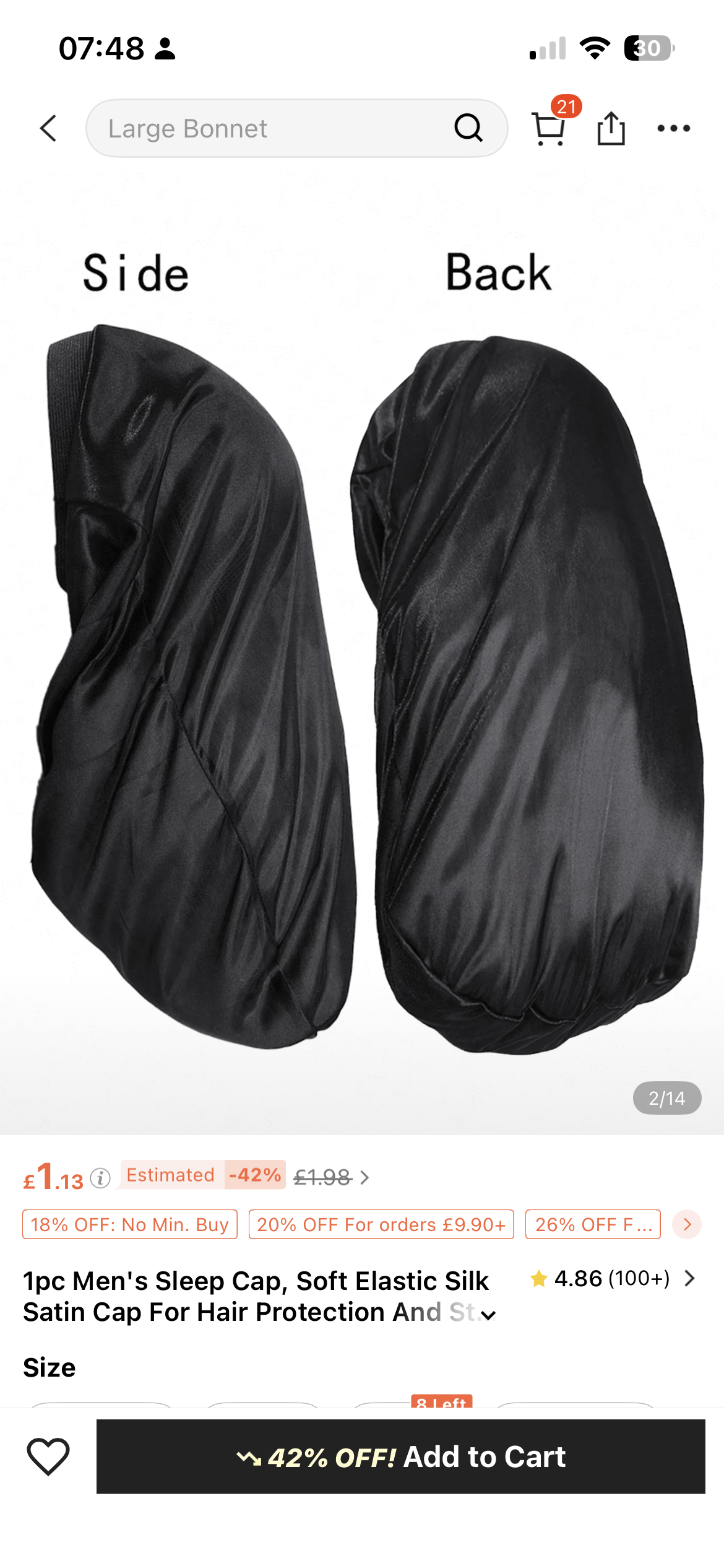 Long hair satin bonnet